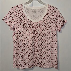 Kim Rogers Short Sleeve T-Shirt Tee Red & White Dots Circles Women’s Large L